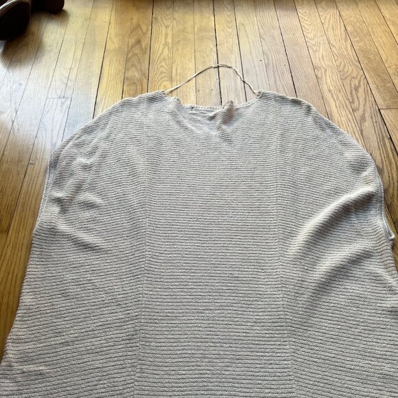 Free People Beach Size L Beige Oatmeal Ribbed Oversized Sweater Tunic Cover Up - Picture 9 of 9